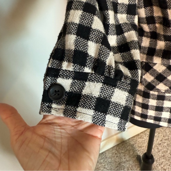 BURLAPP ANTHROPOLOGIE Wool Checker Plaid Blazer Jacket Gingham 3/4 Sleeves Sz 8 - Picture 5 of 10